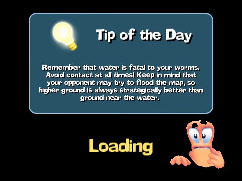 Worms Forts: Under Siege (Windows) screenshot: Tip of the Day