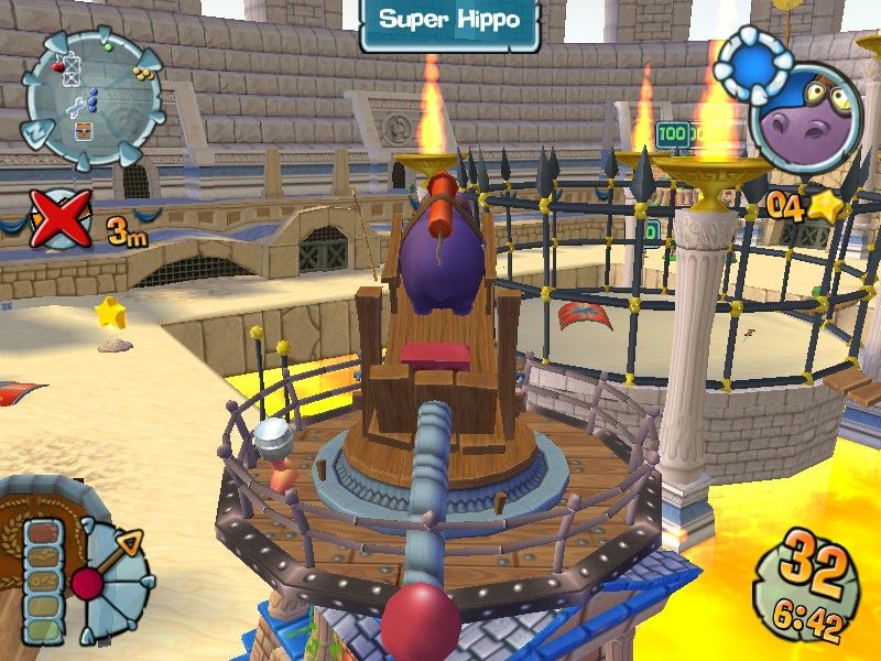 Worms Forts: Under Siege (Windows) screenshot: Super Hippo
