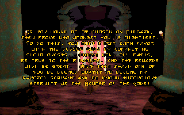 Hammer of the Gods (DOS) screenshot: Intro - The Halls of Asgaard