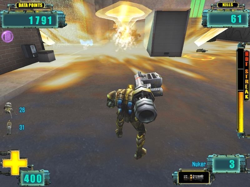 X-COM: Enforcer (Windows) screenshot: With a name like "Nuker", you know this weapon is going to do some damage.