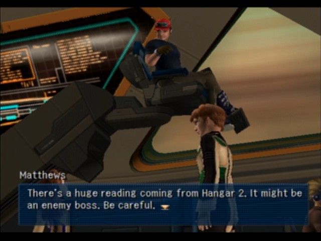 Xenosaga: Episode I - Der Wille zur Macht (PlayStation 2) screenshot: All the conversations with NPCs during ingame do not have voice-acting, but all the cinematics do and there's plenty of those in this game