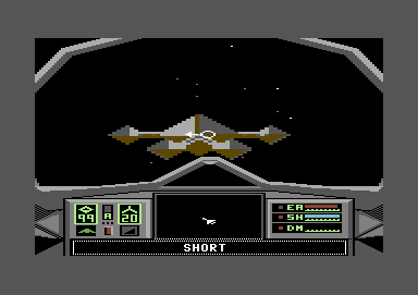 Skyfox II: The Cygnus Conflict (Commodore 64) screenshot: seeing a starbase in space