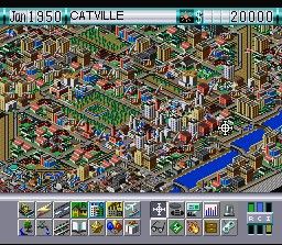 SimCity 2000 (SNES) screenshot: An wide view of a developed city