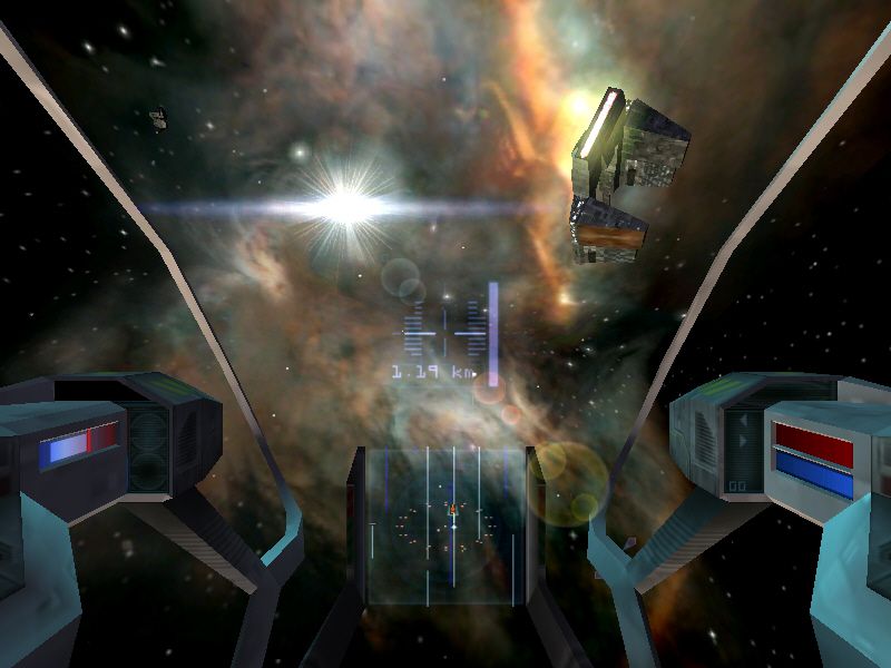 X: Beyond the Frontier (Windows) screenshot: The background images are very nice, also note the lens flare