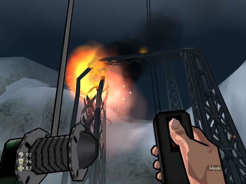 XIII (Windows) screenshot: Use your grapple to descend safely from dangerous heights.