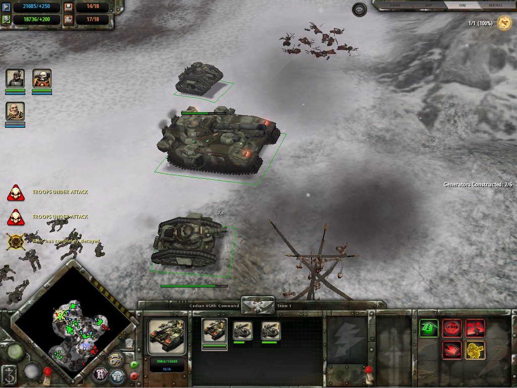 Warhammer 40,000: Dawn of War - Winter Assault (Windows) screenshot: Ahh, the great Baneblade