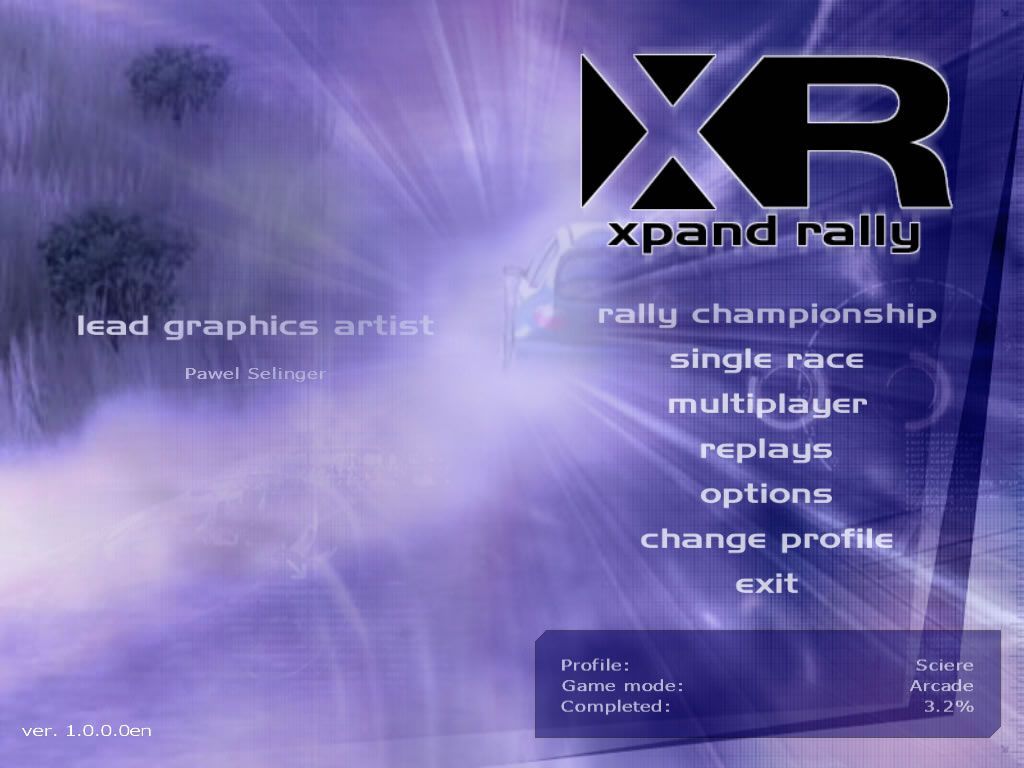 Xpand Rally (Windows) screenshot: Title screen