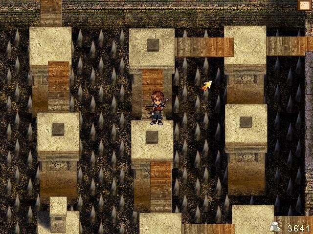 Xuan-Yuan Sword: Mists Beyond the Mountains (Windows) screenshot: Some dungeons have puzzle-like segments. Press switches to clear your way through this small maze