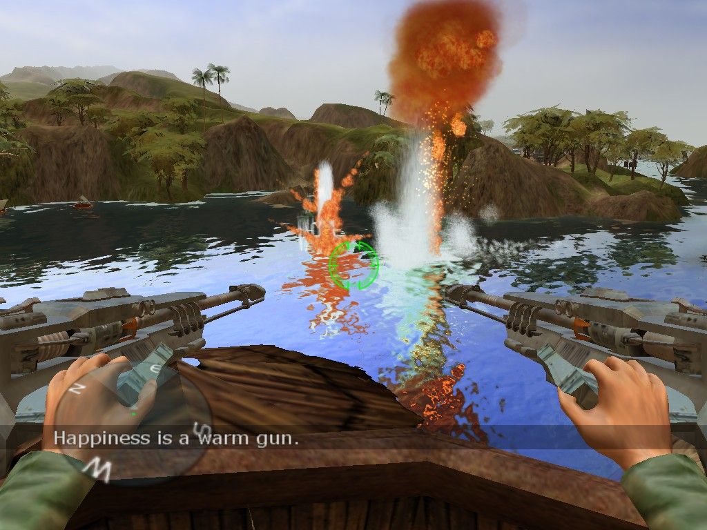 Yager (Windows) screenshot: A short sequence where you test a new weapon.