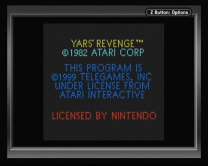 Yars' Revenge (Game Boy Color) screenshot: Legal info of the original and GBC port