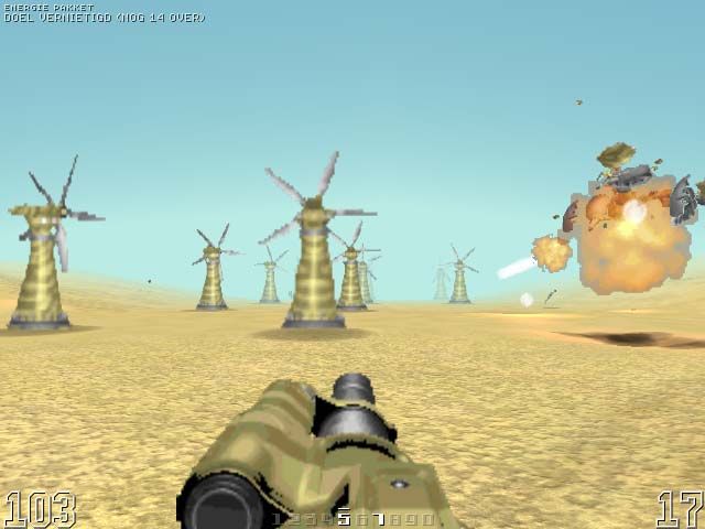 Z.A.R. (Windows) screenshot: A hostile fires a missile at its own installation; shooting skill is set to 'low'.