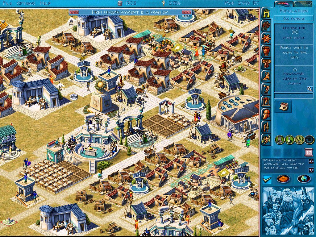Zeus: Master of Olympus (Windows) screenshot: A big population and a pleased GOD is good for you