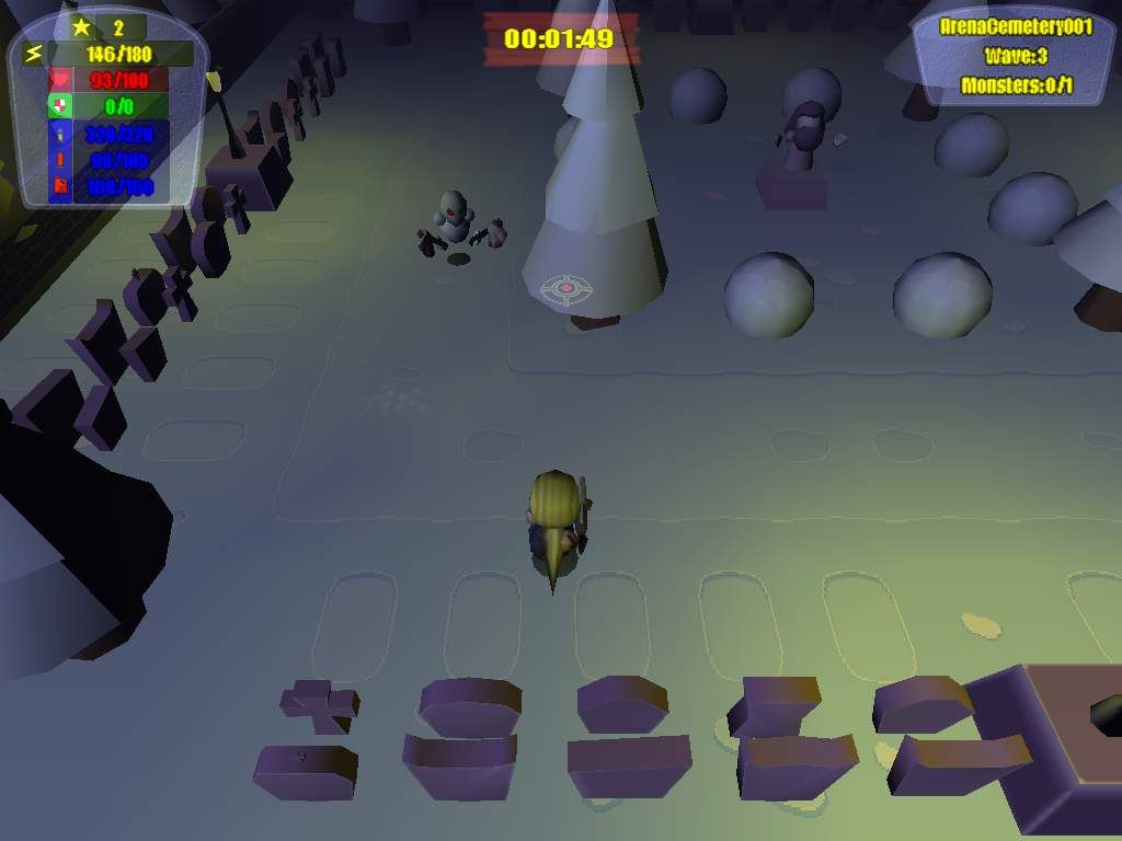 Zombietron 1 - Cemetery Guy (Windows) screenshot: Boss level in cemetery