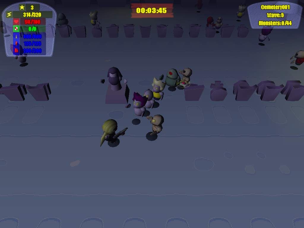Zombietron 1 - Cemetery Guy (Windows) screenshot: Normal cemetery level