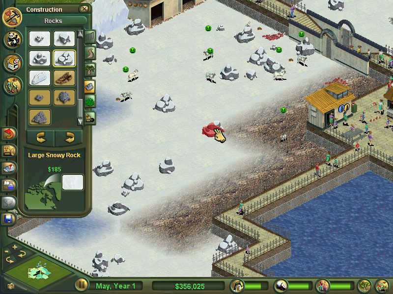 Zoo Tycoon (Windows) screenshot: The smileys show your animals are presently happy. they won't stay so for a very long time if you don't take care of them!