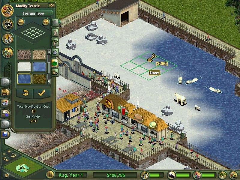 Zoo Tycoon (Windows) screenshot: Changing terrain, to make your bears feel more comfortably