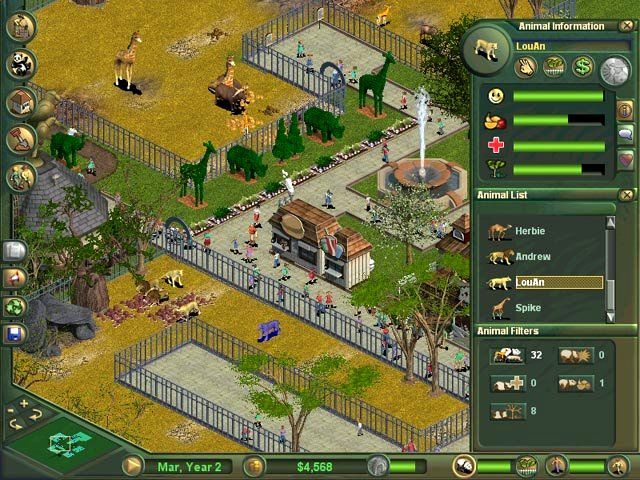 Zoo Tycoon (Windows) screenshot: Animal information. You can name the animals whatever you like.