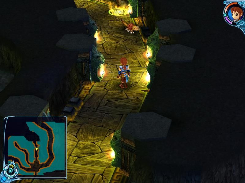 Xianjian Qixia Zhuan 3 Waizhuan: Wen Qing Pian (Windows) screenshot: Nice fire animation in this dungeon. Note the monster ahead