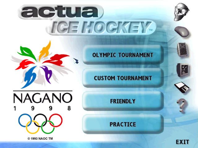 Actua Ice Hockey (Windows) screenshot: Main menu