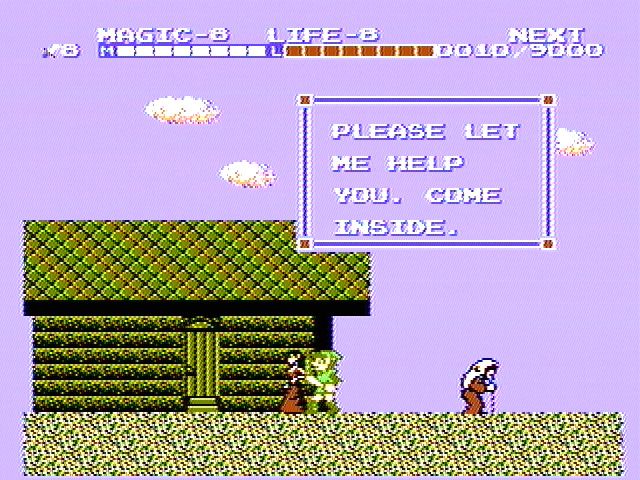 Zelda II: The Adventure of Link (NES) screenshot: Visiting a town can provide useful information and restore health.
