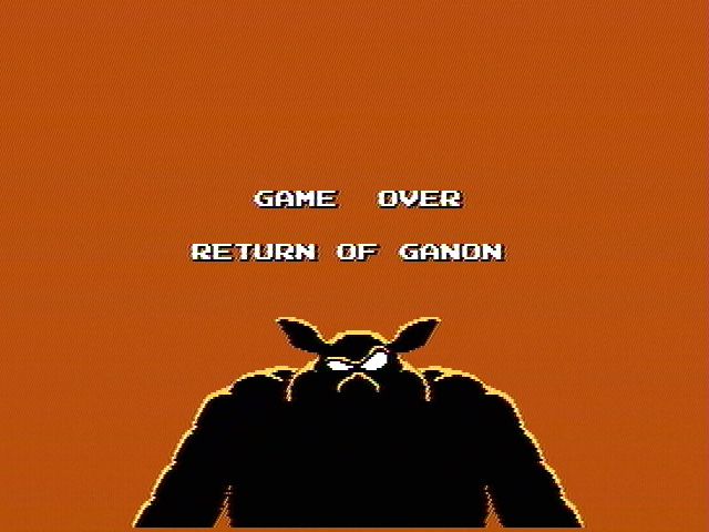 Zelda II: The Adventure of Link (NES) screenshot: Game over
