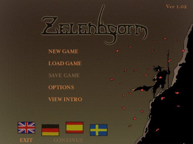 Zelenhgorm: Episode I - Land of the Blue Moon (Windows) screenshot: Main Menu - first screen that loads