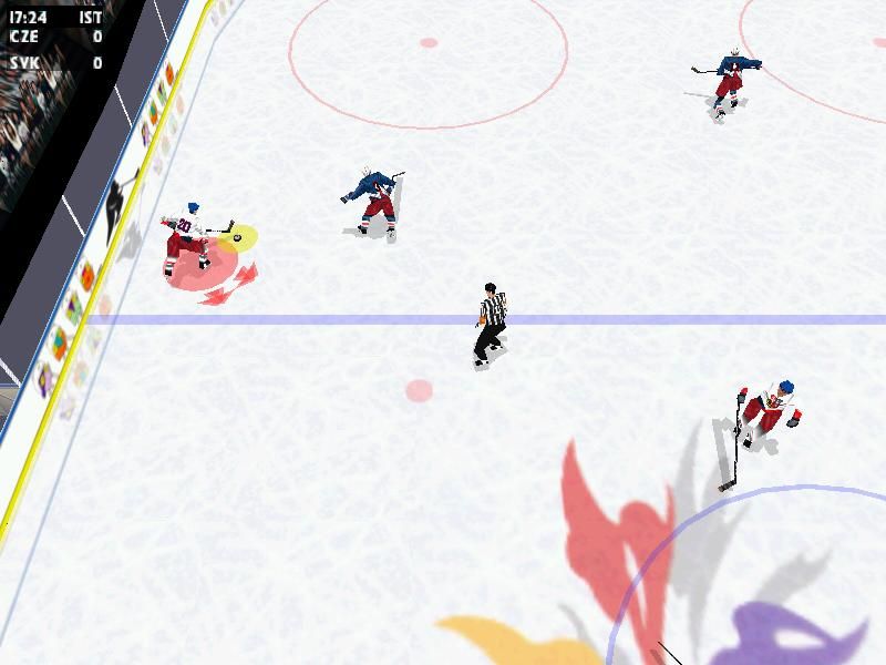 Actua Ice Hockey (Windows) screenshot: Skating up the wing