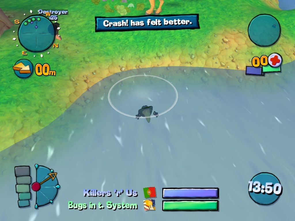 Worms 4: Mayhem (Windows) screenshot: Glug, glug, glu..