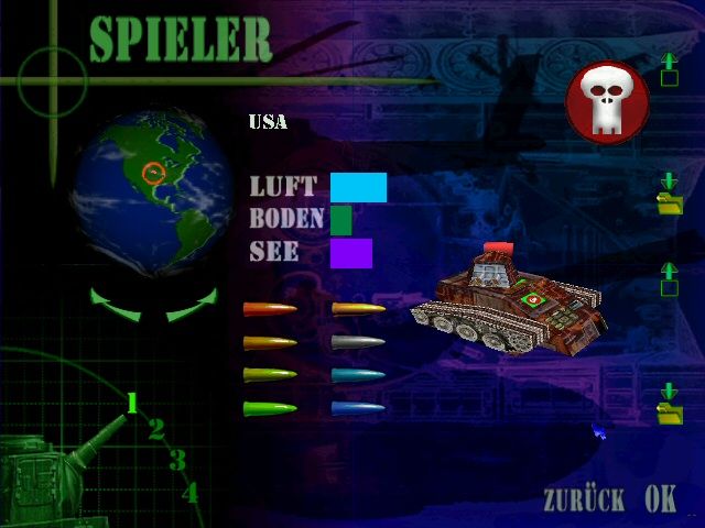 WarTorn (Windows) screenshot: Setting up a game: country selection and customization (German version).