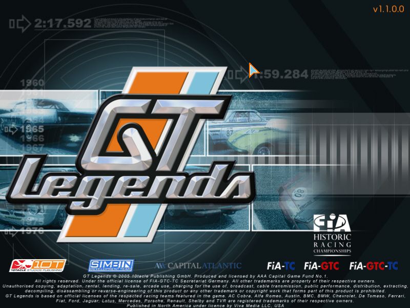 GT Legends (Windows) screenshot: Title screen