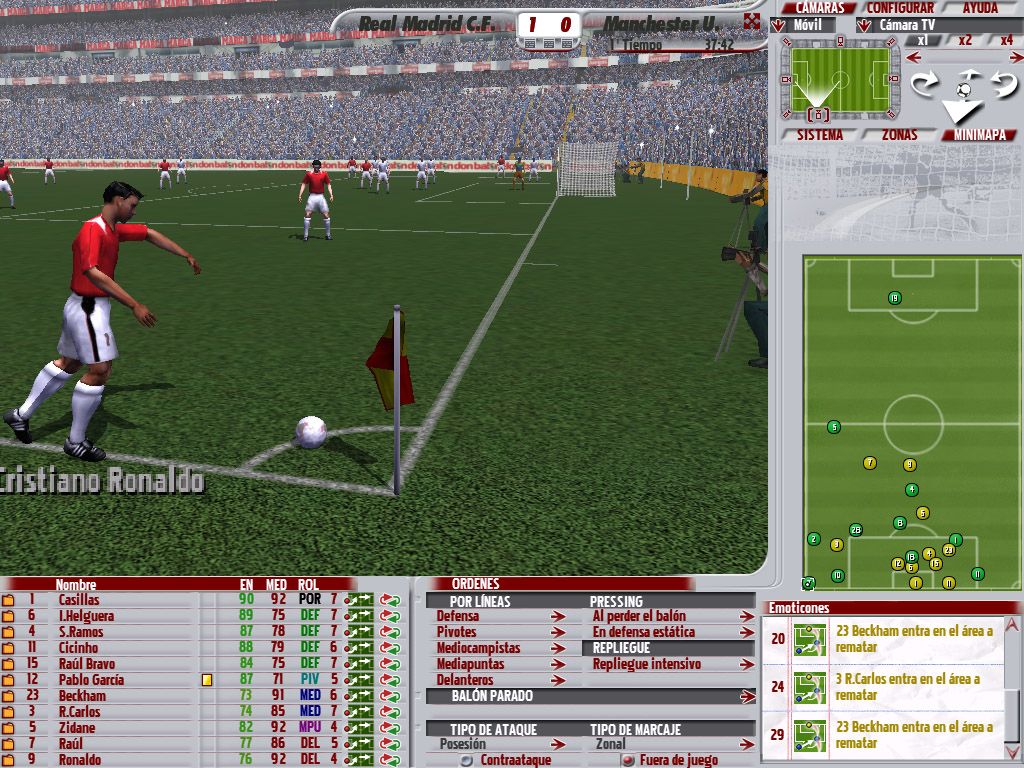 PC Fútbol 2006 (Windows) screenshot: Corner kick
