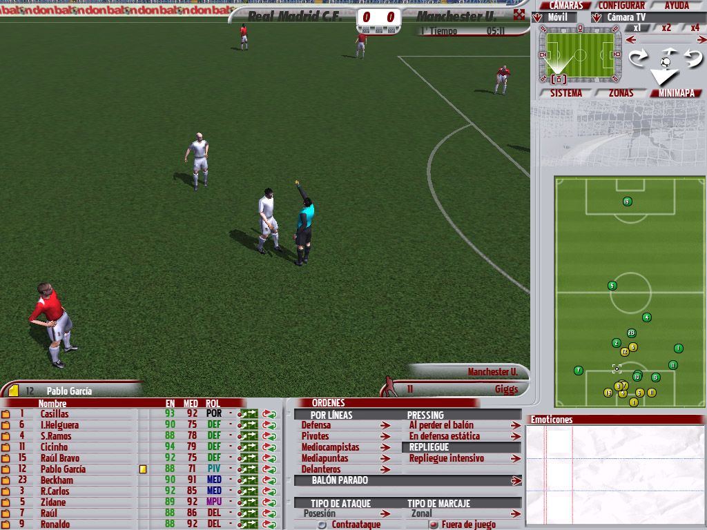 PC Fútbol 2006 (Windows) screenshot: Yellow card!