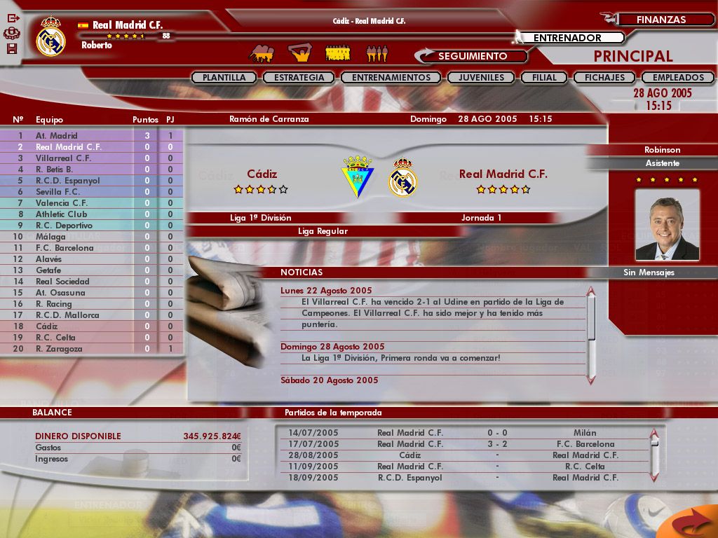 PC Fútbol 2006 (Windows) screenshot: Starting La Liga