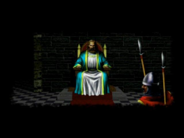 Ultima Underworld: The Stygian Abyss (PlayStation) screenshot: Introduction: meeting the king (Lord Britain?)