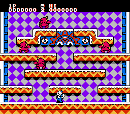 Snow Bros. Nick & Tom (NES) screenshot: Starting out in level 1.