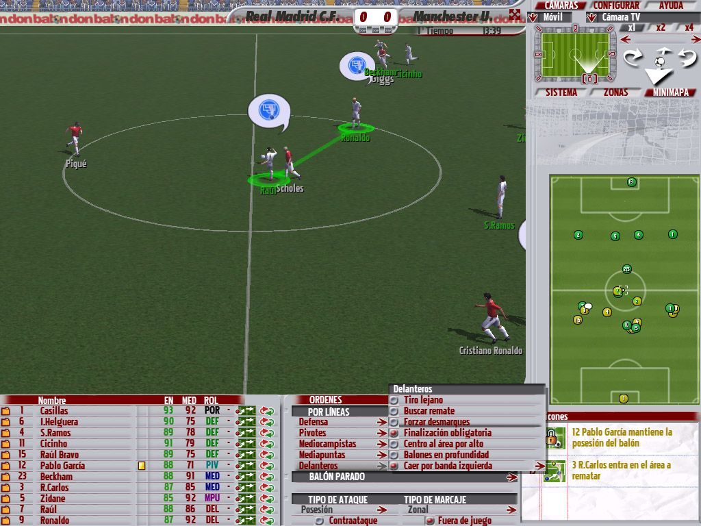 PC Fútbol 2006 (Windows) screenshot: V-Lima system: giving orders on the fly