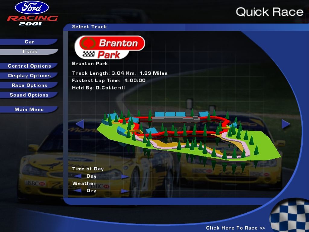 Ford Racing (Windows) screenshot: Track Selection