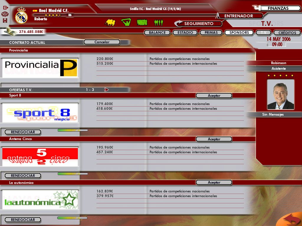 PC Fútbol 2006 (Windows) screenshot: Choosing sponsors