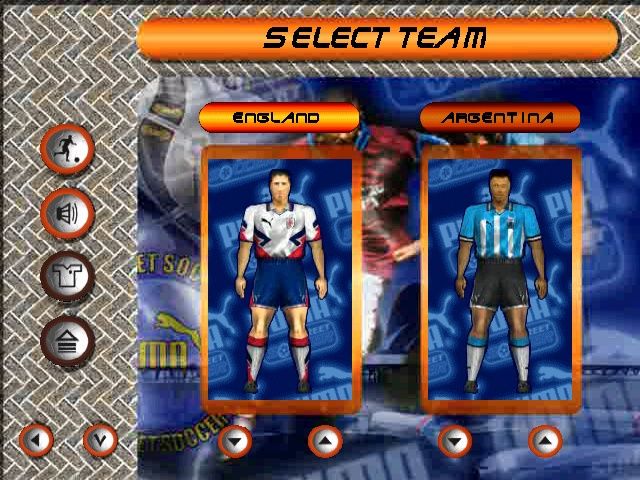 Puma Street Soccer (PlayStation) screenshot: Team selection