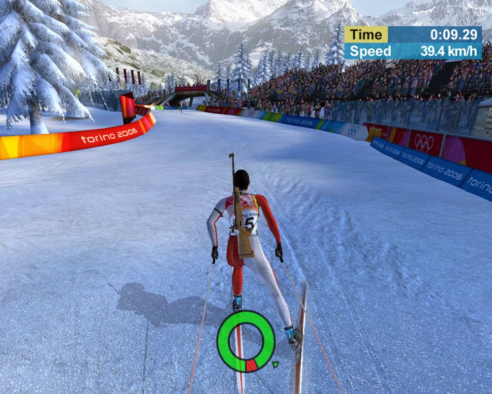 Torino 2006 (Windows) screenshot: Women's biathlon event.