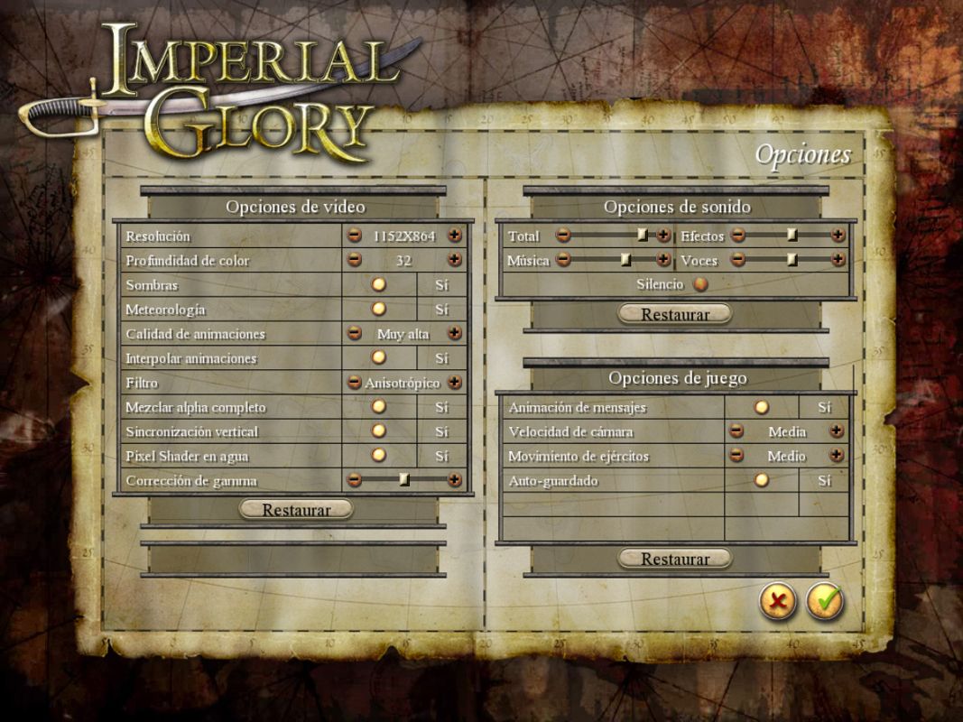 Imperial Glory (Windows) screenshot: Game settings