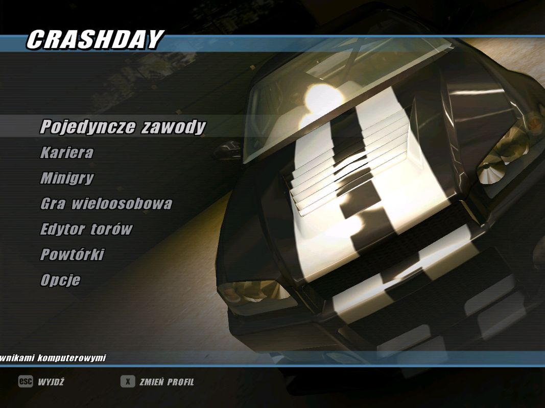 Crashday (Windows) screenshot: Main menu.