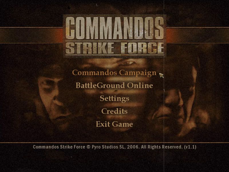 Commandos: Strike Force (Windows) screenshot: Main menu