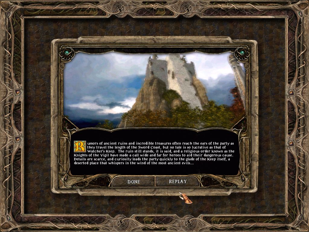 Baldur's Gate II: Shadows of Amn (Windows) screenshot: Watcher Keep Intro