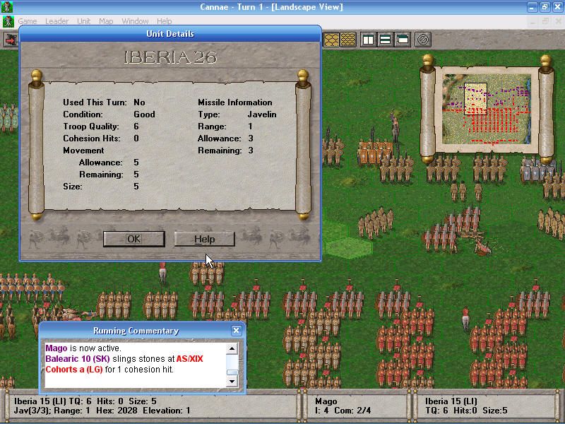 The Great Battles of Hannibal (Windows) screenshot: Unit details