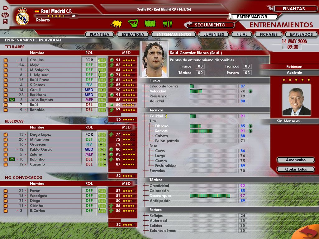 PC Fútbol 2006 (Windows) screenshot: Training the players
