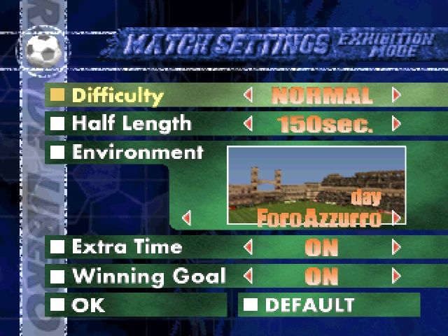 LiberoGrande (PlayStation) screenshot: Selecting options.