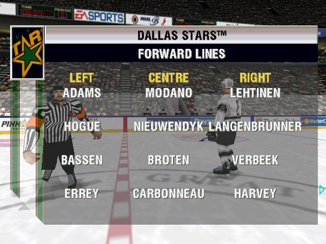 NHL 98 (Windows) screenshot: Today's line up.