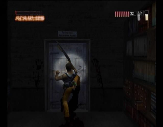 The Suffering: Ties That Bind (Xbox) screenshot: Torque still loves to kick open doors!