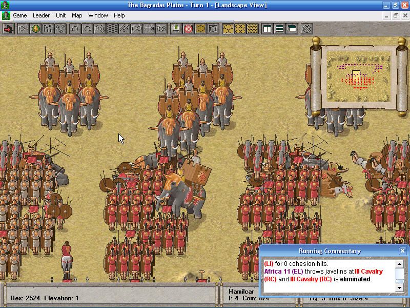 The Great Battles of Hannibal (Windows) screenshot: A different setting with elephants charging